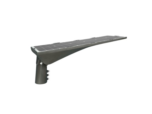 Solar straatverlichting met geïntegreerd zonnepaneel en LED-armatuur voor energiezuinige verlichting zonder netaansluiting.