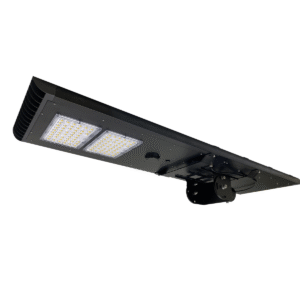 Installatie van draadloze solar terreinverlichting op bedrijventerrein