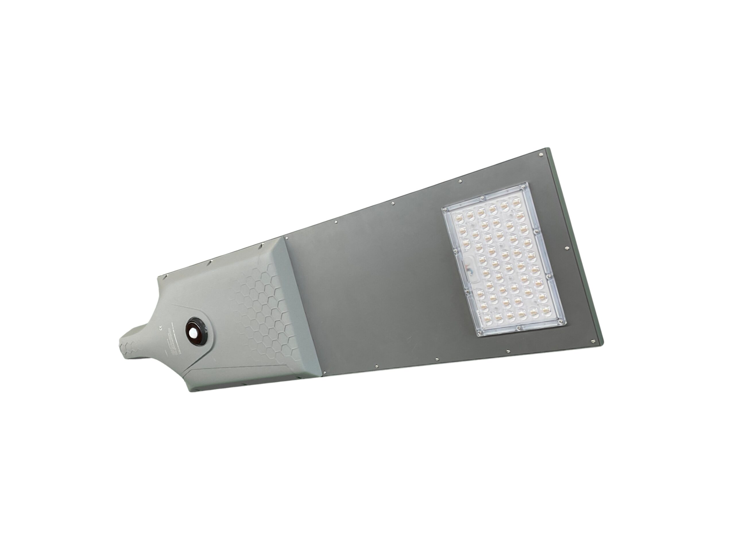 Aluminium behuizing van de SUNCON solar led buitenlamp met een dikte van 95 mm.