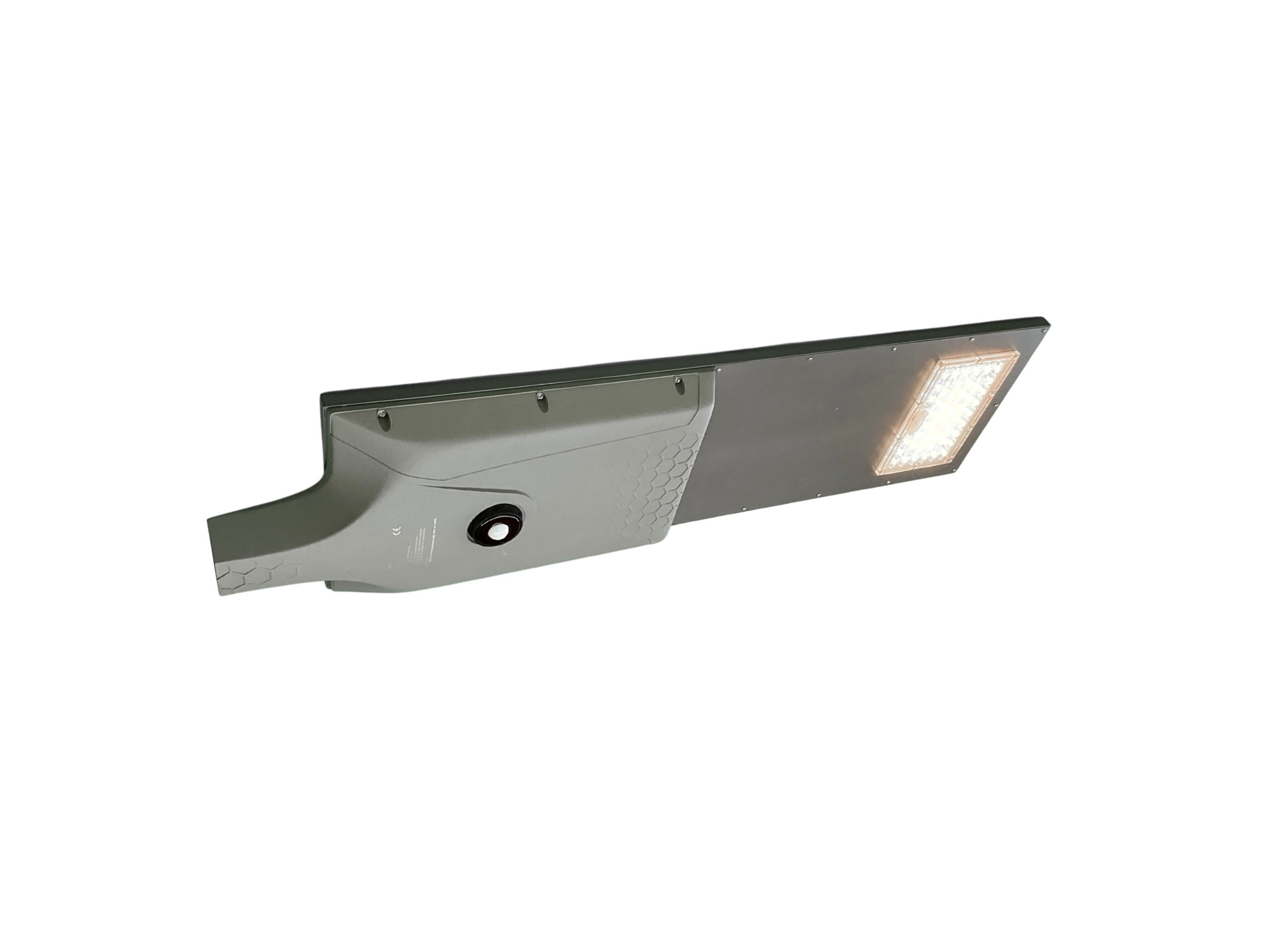 SUNCON solar straatarmatuur met een 60 Watt led-module en een geïntegreerde bewegingssensor
